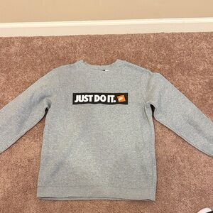 Nike Grey Sweatshirt with Black and Orange Logo